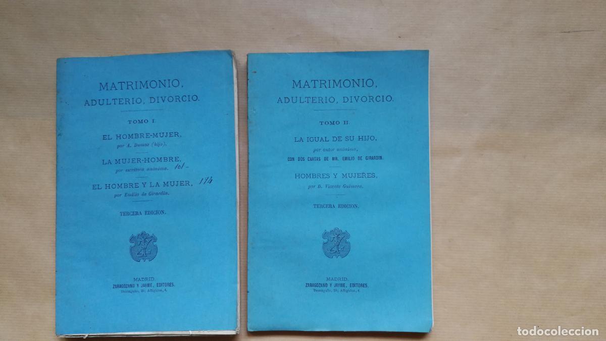 Libros: &rdquo;MATRIMONIO, ADULTERIO, DIVORCIO. 2 TOMOS&rdquo; - ��