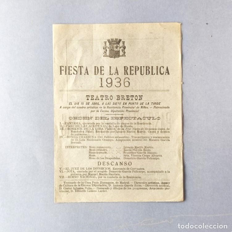 Libros: Fiesta de la Rep&uacute;blica 1936. Teatro Bret&oacute;n el d&iacute;a 15 de abril a las siete en punto de la tarde, a ca
