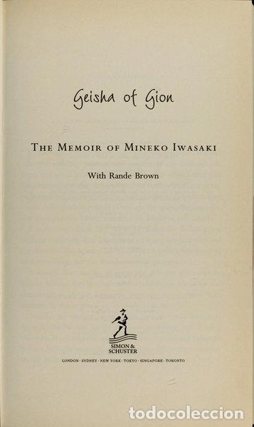 Libros: Geisha of Gion: The Memoir of Mineko Iwasaki- 9780743220378