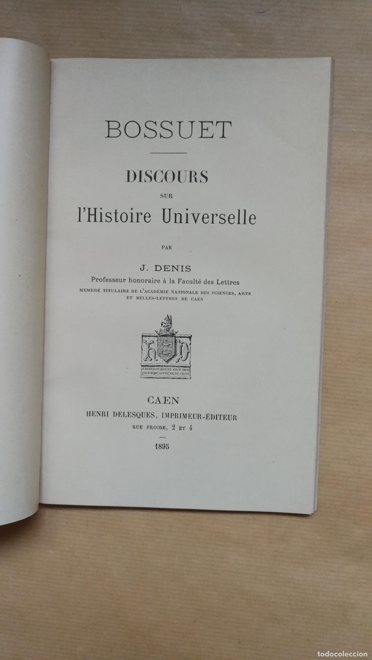 books: Bossuet Discours sur l'histoire universelle - DENIS JACQUES
