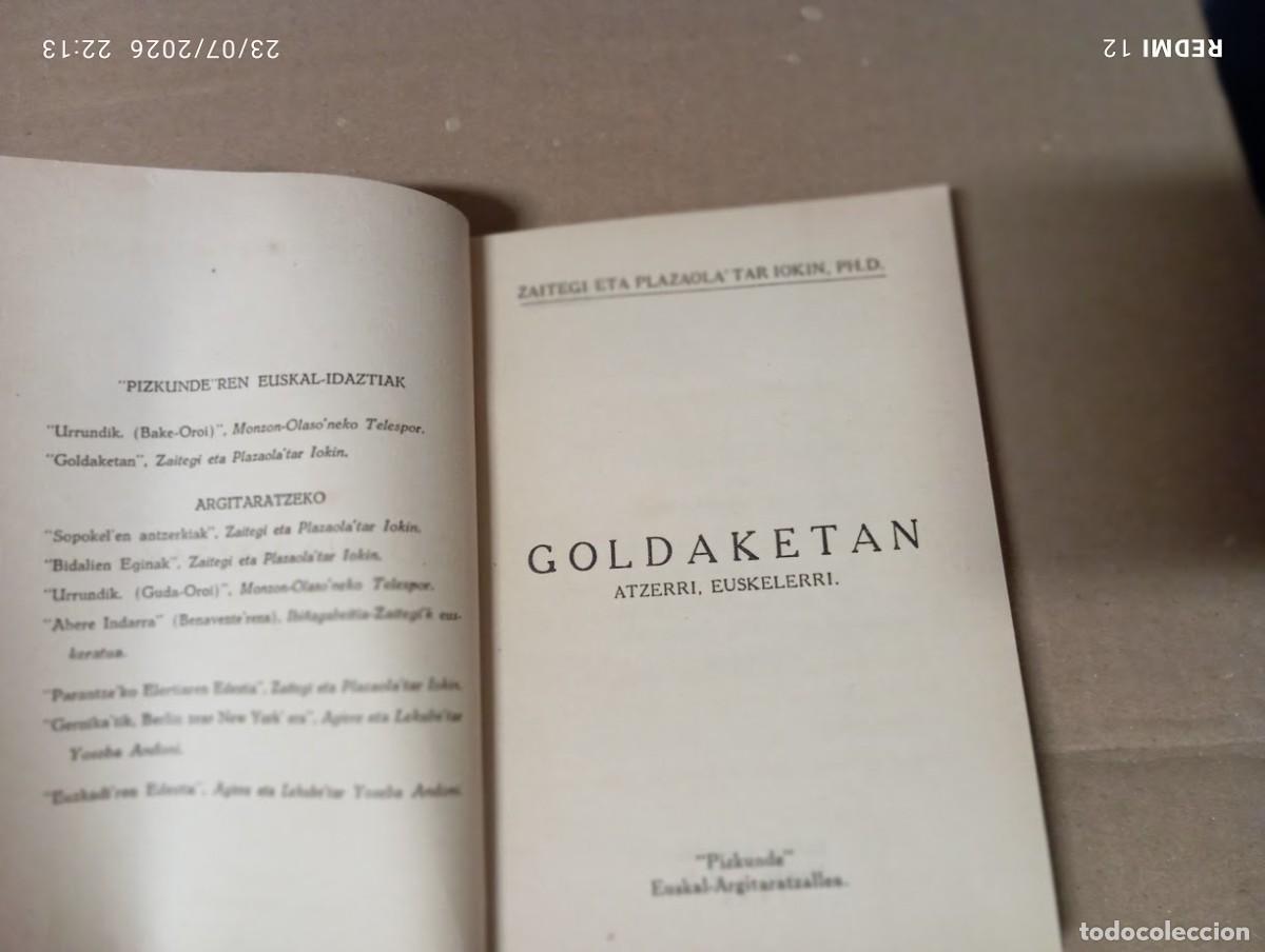 books: GOLDAKETAN ATZERRI EUSKELERRI 1946 / ZAITEGI ETA PLAZAOLA'TAR IOKIN / 216 ORRI