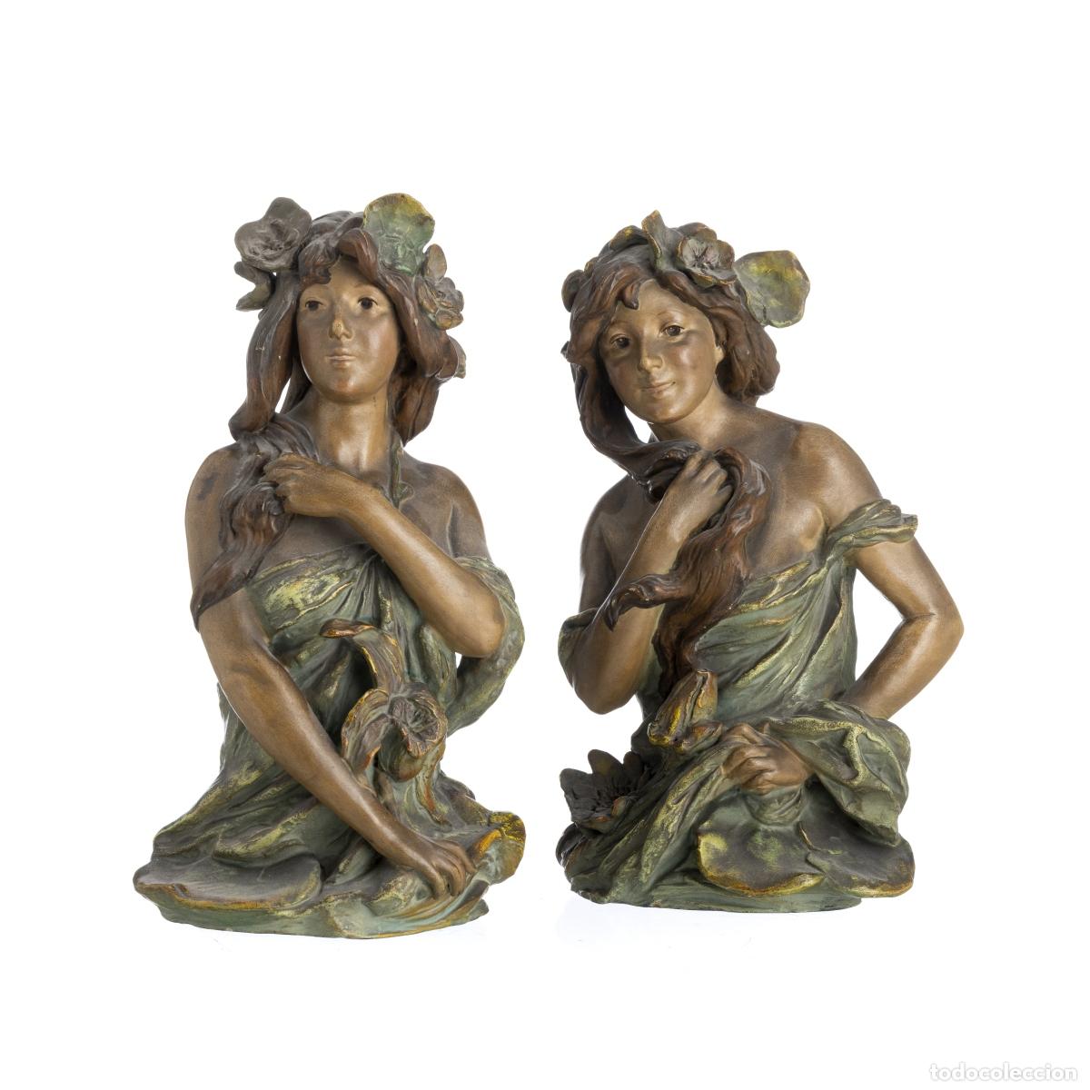 Libros: Escultura - Par de esculturas modernistas Ninfas