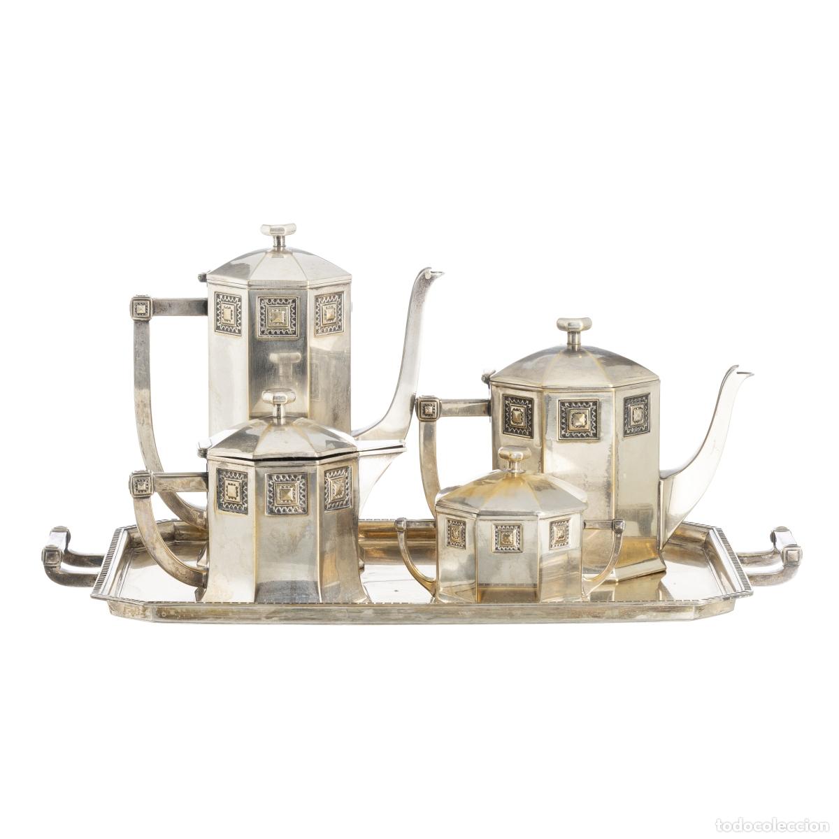Libros: Juego de t&eacute; Art D&eacute;co ba&ntilde;ado en plata.