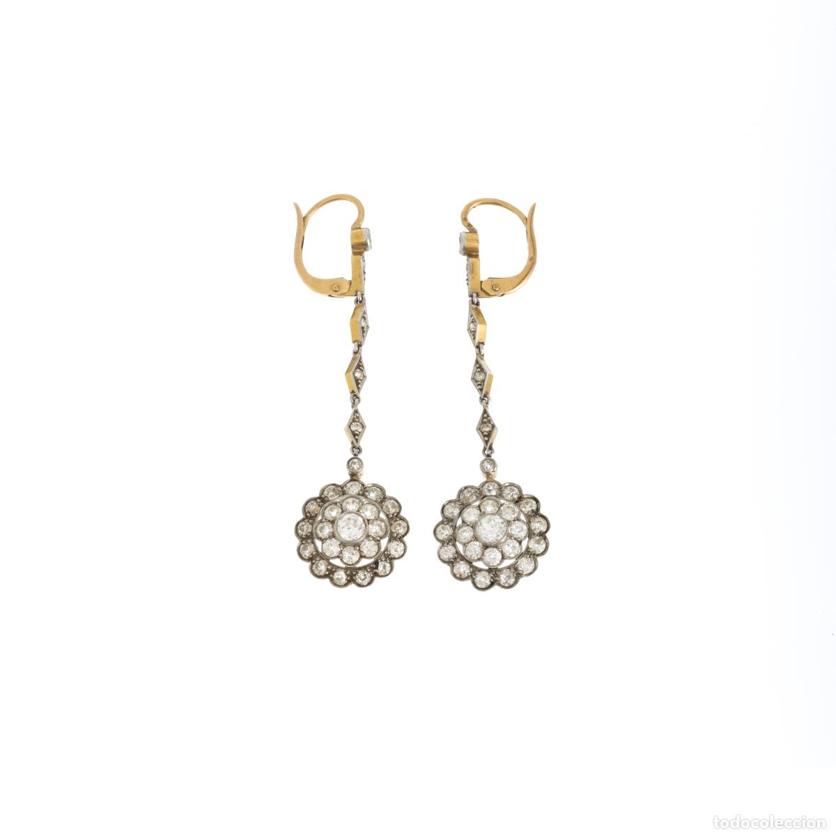 Livres: Joyas - Par de pendientes de oro de 19,2 quilates y diamantes