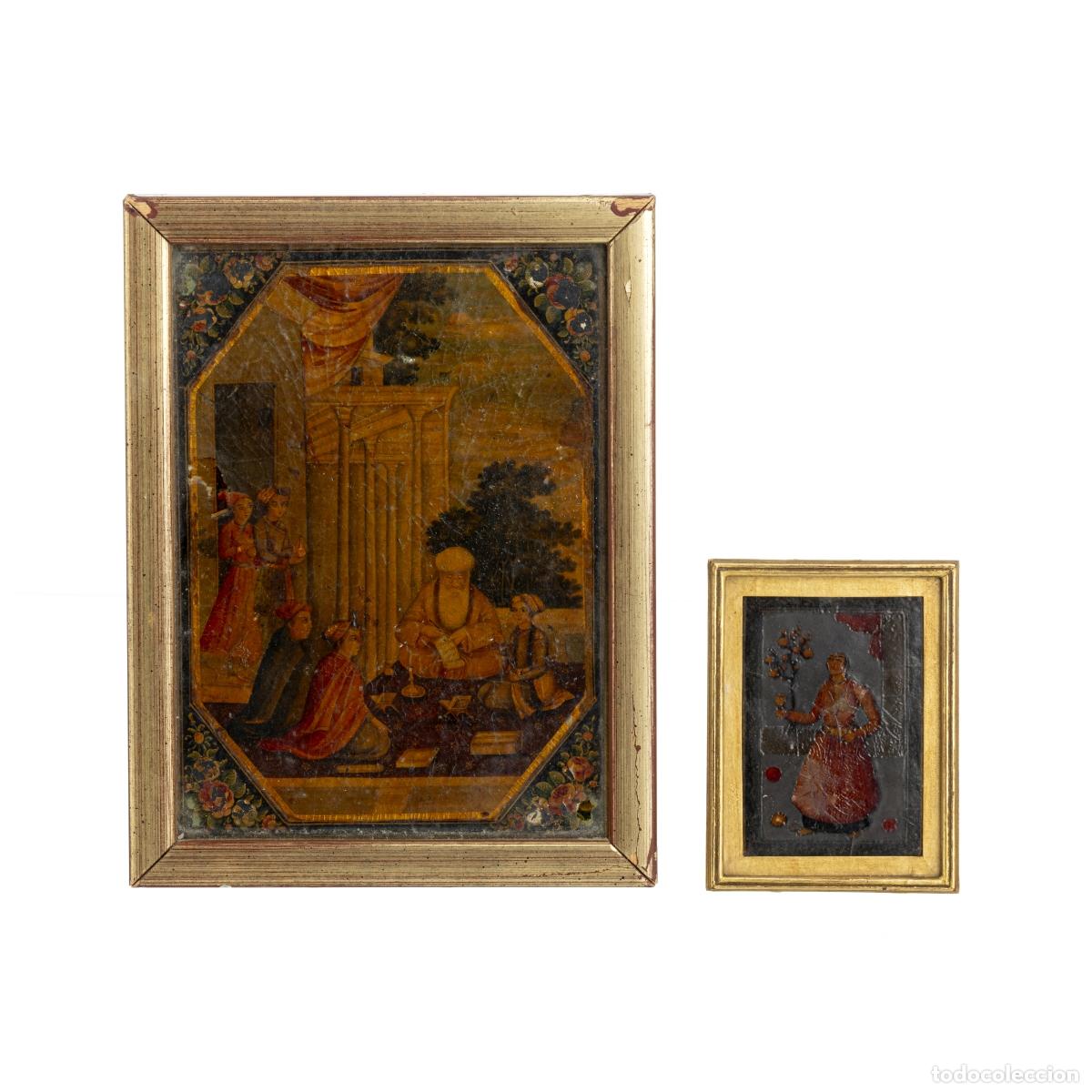 B&uuml;cher: Pintura - Dos elementos decorativos en madera lacada - Siglo XIX