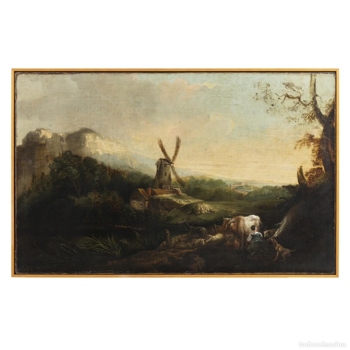 books: Pintura - Paisaje con molino de viento - Siglo XIX
