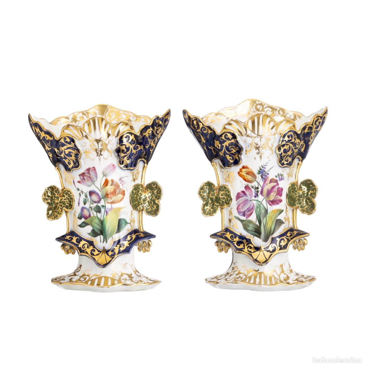 Libros: Porcelana - Par de jarrones de altar - Viejo Par&iacute;s - Siglo XIX
