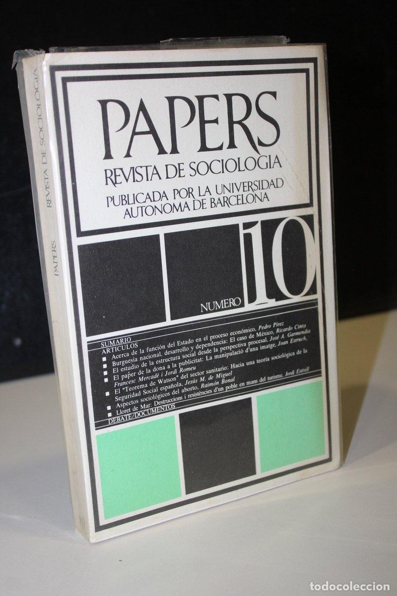 B&uuml;cher: Papers. Trabajos de Sociolog&iacute;a. Publicados por la Universidad Aut&oacute;noma de Barcelona. N&uacute;mero 10. - Vv