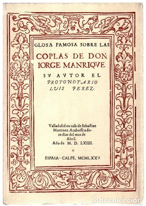 Libri di seconda mano: Glosa famosa sobre las Coplas de Don Iorge Manrique - P&eacute;rez, Luis