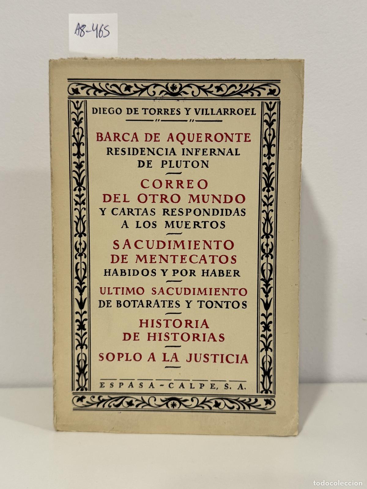 Libros: de TORRES y VILLARROEL, Diego. - Barca de Aqueronte y otros escritos.