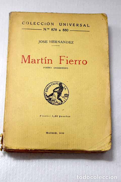 Libri di seconda mano: Martin Fierro: Poema argentino.- Hern&aacute;ndez, Jos&eacute;