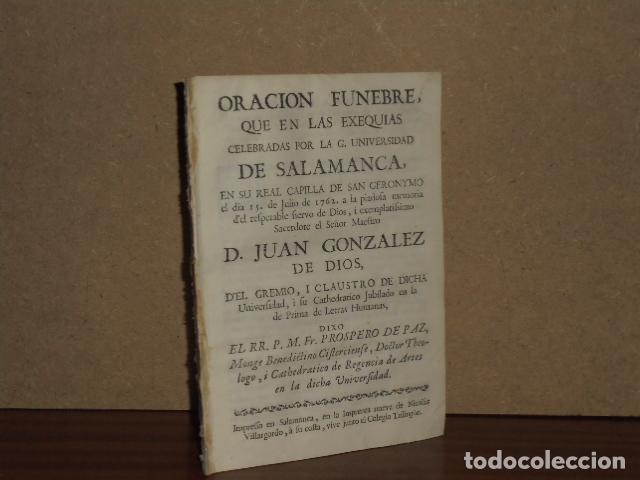 B&uuml;cher: ORACION FUNEBRE, QUE EN LAS EXEQUIAS CELEBRADAS POR LA G. UNIVERSIDAD DE SALAMANCA, EN SU REAL CAPIL