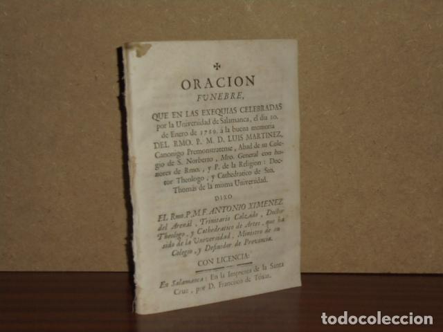 Libros: ORACION FUNEBRE, QUE EN LAS EXEQUIAS CELEBRADAS POR LA UNIVERSIDAD DE SALAMANCA, EL DIA 30 DE ENERO