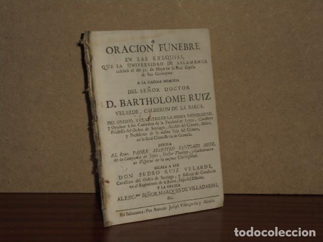 B&uuml;cher: ORACION FUNEBRE EN LAS EXEQUIAS, QUE LA UNIVERSIDAD DE SALAMANCA CELEBR&Oacute; EL DIA 31 DE MAYO EN SU REA
