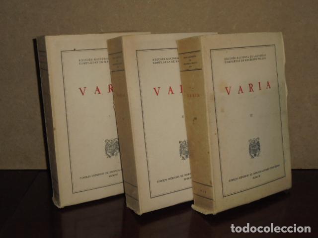 Libri di seconda mano: VARIA I - II - III (Tres tomos) - Men&eacute;ndez Pelayo, Marcelino