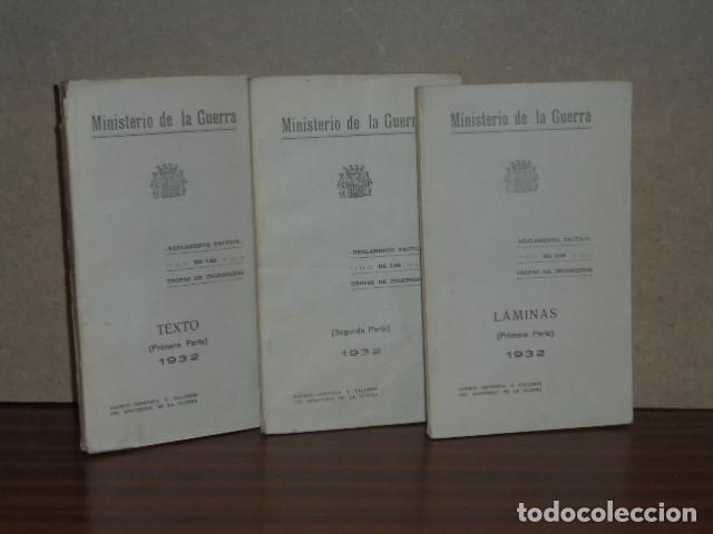 B&uuml;cher: REGLAMENTO T&Aacute;CTICO DE LAS TROPAS DE INGENIEROS - Primera y Segunda partes + L&aacute;minas (3 tomos) - VV.