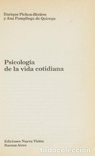Livros em segunda m&atilde;o: Psicolog&iacute;a de la vida cotidiana - Enrique Pichon Rivi&egrave;re, An - Enrique Pichon Rivi&egrave;re, Ana Pampliega