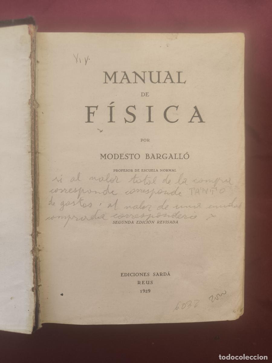 Libros: Manual de F&iacute;sica. - Modesto Bargall&oacute;
