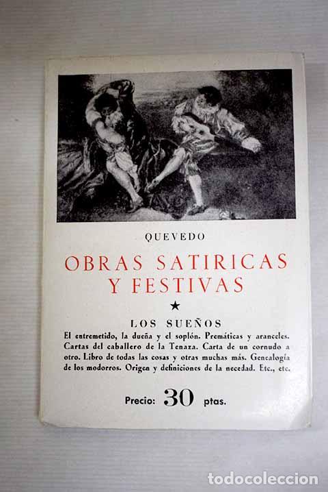 Libros: Obras sat&iacute;ricas y festivas.- Quevedo y Villegas, Francisco de