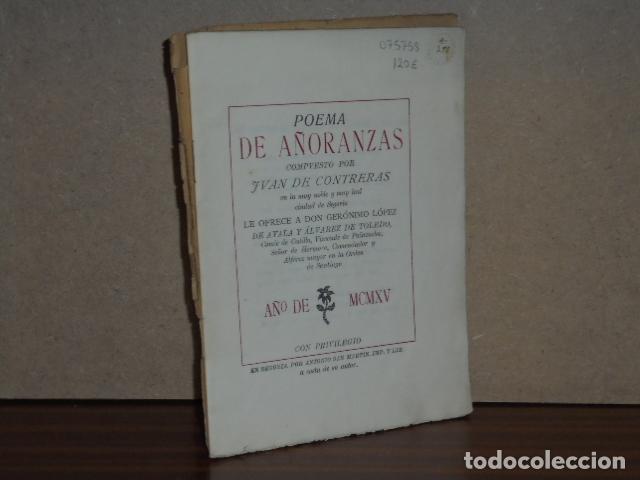 Livres: POEMA DE A&Ntilde;ORANZAS - Contreras, Juan de - Marqu&eacute;s de Lozoya