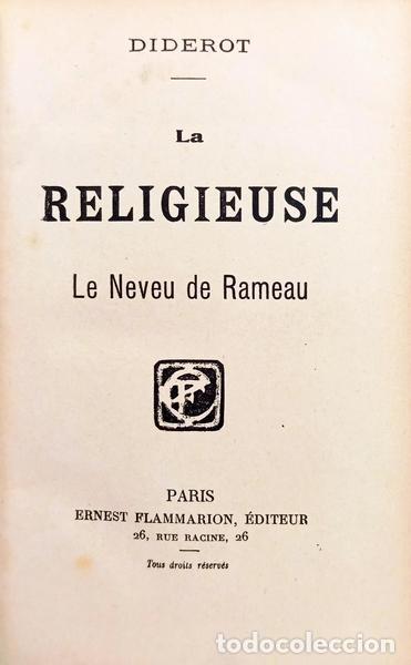 Libros: DIDEROT. (Denis) - LA RELIGIEUSE, LE NEVEU DE RAMEAU. - Foto 1