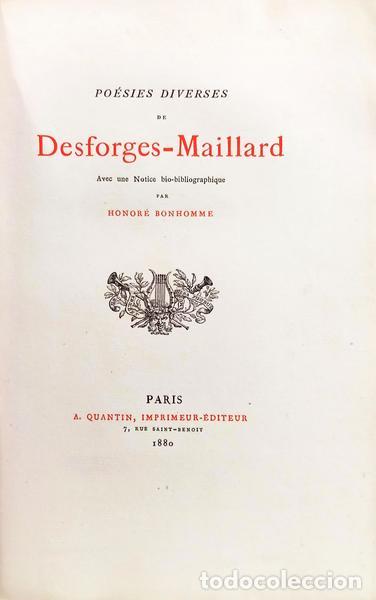Libros: BONHOMME. (Honor&eacute;) - PO&Eacute;SIES DIVERSES DE DESFORGES-MAILLARD.