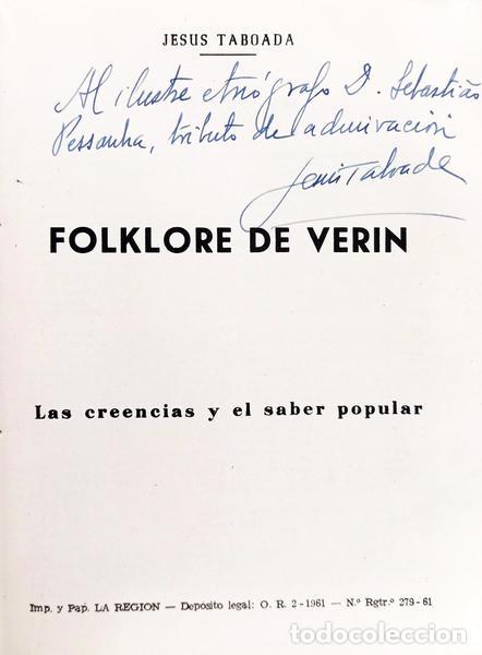 Libros: TABOADA. (Jesus) - FOLKLORE DE VERIN. - Foto 2