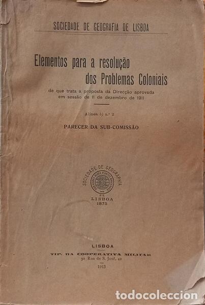 Libros: ELEMENTOS PARA A RESOLU&Ccedil;&Atilde;O DOS PROBLEMAS COLONIAIS.