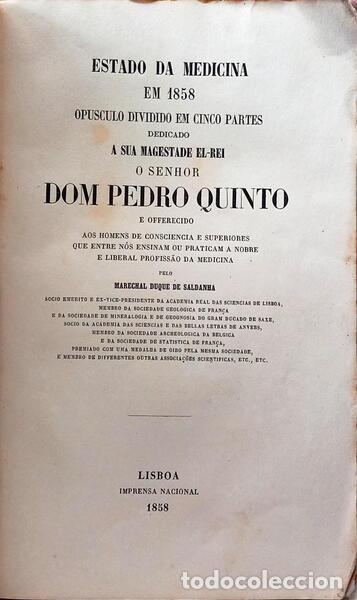Libros: SALDANHA. (Duque de) - ESTADO DA MEDICINA EM 1858. - Foto 2