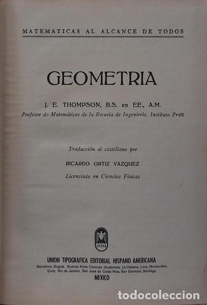 Libros: THOMPSON. (James Edgar) - GEOMETRIA, TRIGONOMETRIA. [2 VOLS.]