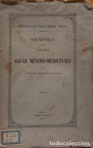 Libros: TEIXEIRA DE SOUSA. (Ant&oacute;nio) - MEM&Oacute;RIA SOBRE UMA CLASSIFICA&Ccedil;&Atilde;O DE &Aacute;GUAS MINERO-MEDICINAES.