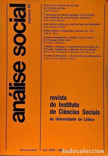 Libros: AN&Aacute;LISE SOCIAL, REVISTA DO INSTITUTO DE CI&Ecirc;NCIAS SOCIAIS DA UNIVERSIDADE DE LISBOA, N.&ordm; 095, 1987.