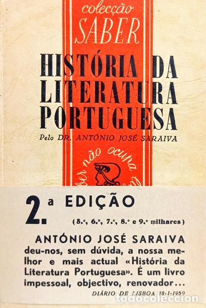 Libros: SARAIVA. (Ant&oacute;nio Jos&eacute;) - HIST&Oacute;RIA DA LITERATURA PORTUGUESA. [2.&ordf; EDI&Ccedil;&Atilde;O]