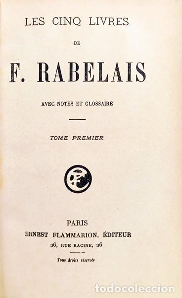 books: REBELAIS. (Fran&ccedil;ois) - LES CINQ LIVRES DE F. RABELAIS. [2 VOLS.]
