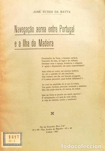 Libros: NUNES DA MATTA. (Jos&eacute;) - NAVEGA&Ccedil;&Atilde;O A&Eacute;REA ENTRE PORTUGAL E A ILHA DA MADEIRA.