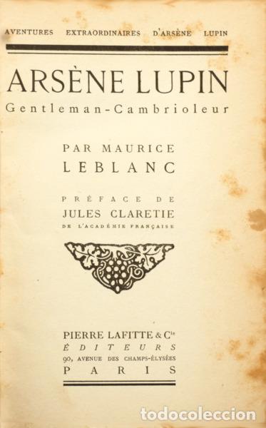 Libros: LEBLANC. (Maurice) - ARS&Egrave;NE LUPIN: GENTLEMAN-CAMBRIOLEUR.