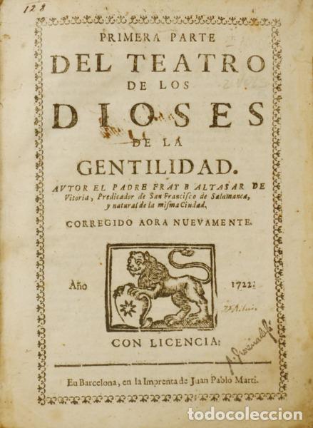 Libros: VITORIA. (Fray Baltasar de) - TEATRO DE LOS DIOSES DE LA GENTILIDAD.