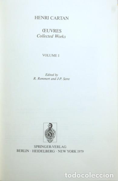 Libros: CARTAN. (Henri) - OEUVRES. COLLECTED WORKS. [3 VOLS., FAC-SIMILE]