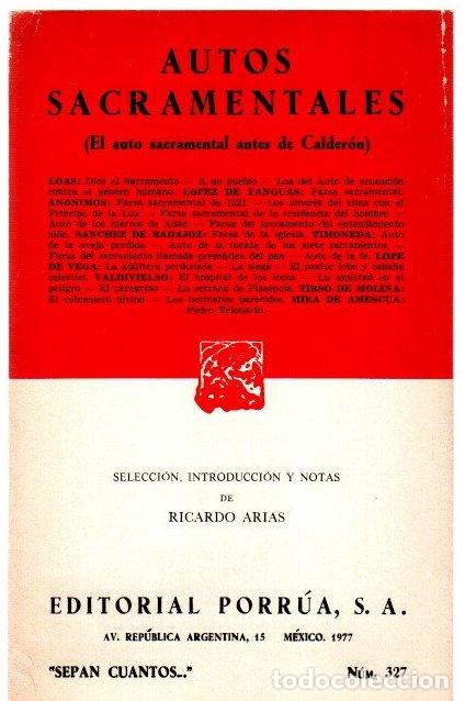 Libros: Autos sacramentales (El auto sacramental antes de Calder&oacute;n) - Arias, Ricardo (Sel.)