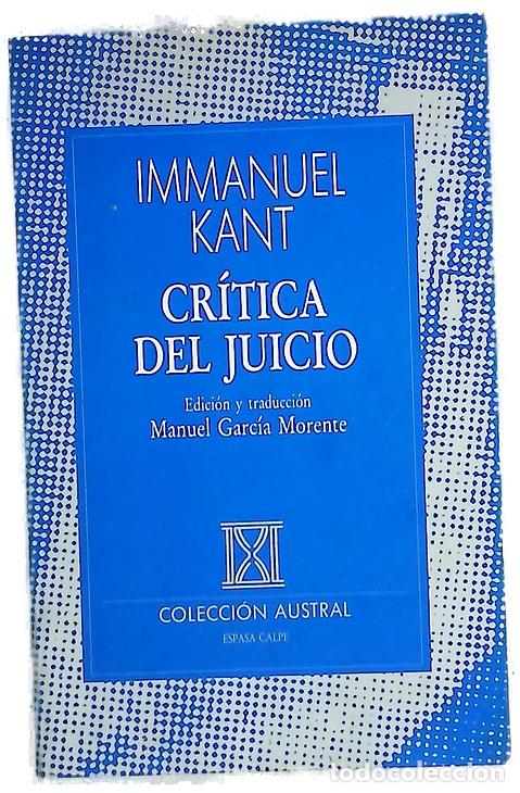 Libros: Cr&iacute;tica del juicio - Kant, Immanuel; Garc&iacute;a Morente, Manuel