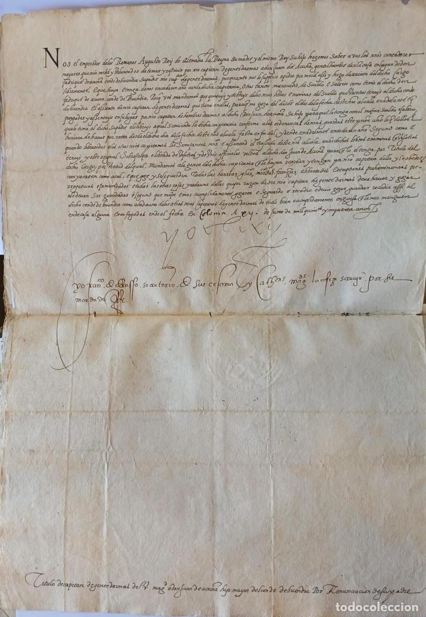 Libros: (Manuscrito) El Emperador Carlos V con firma aut&oacute;grafa refrendada por el secretario Eraso otorga el