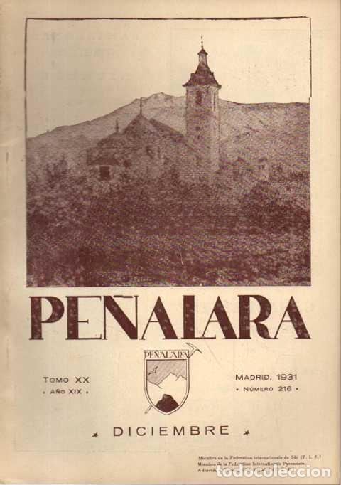 Libros: PE&Ntilde;ALARA. TOMO XX. A&Ntilde;O XIX. DICIEMBRE. MADRID, 1931. NUMERO 216. - REVISTA ILUSTRADA DE ALPINISMO.