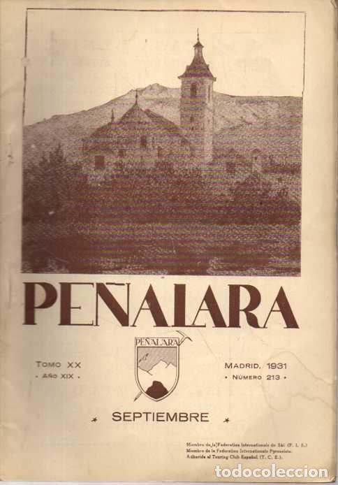 Libros: PE&Ntilde;ALARA. TOMO XX. A&Ntilde;O XIX. SEPTIEMBRE. MADRID, 1931. NUMERO 213. - REVISTA ILUSTRADA DE ALPINISMO.