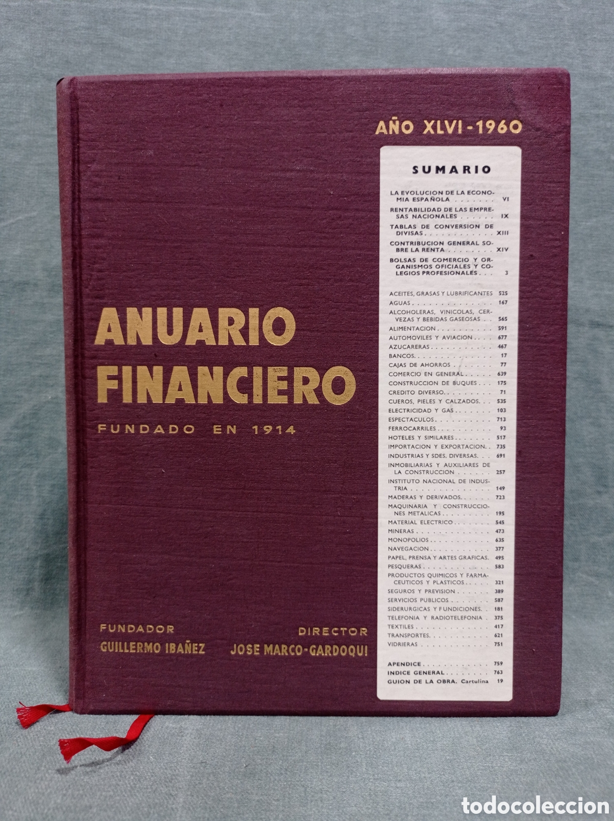 Libros: ANUARIO FINANCIERO QUE COMPRENDE EL HISTORIAL DE LAS SOCIEDADES AN&Oacute;NIMAS DE ESPA&Ntilde;A -1960