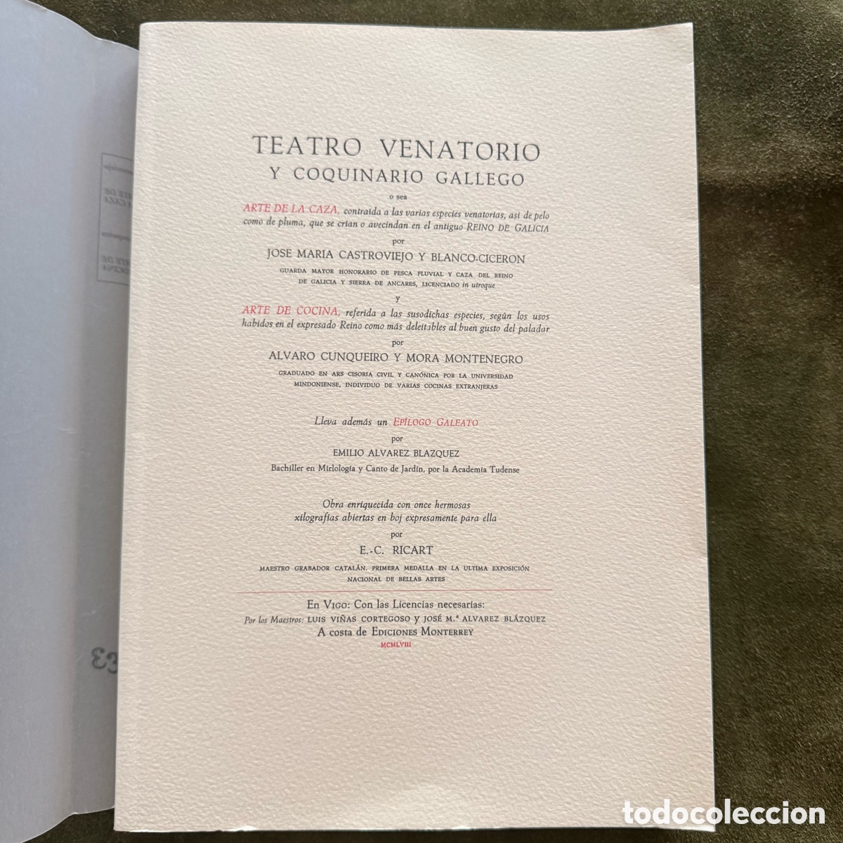 Libros: TEATRO VENATORIO Y COQUINARIO GALLEGO - Foto 2