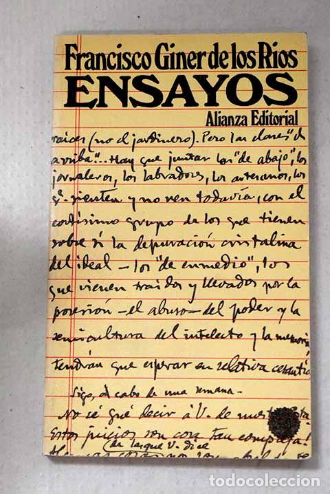 B&uuml;cher: Ensayos: Giner de los R&iacute;os, Francisco.- Giner de los R&iacute;os, Francisco