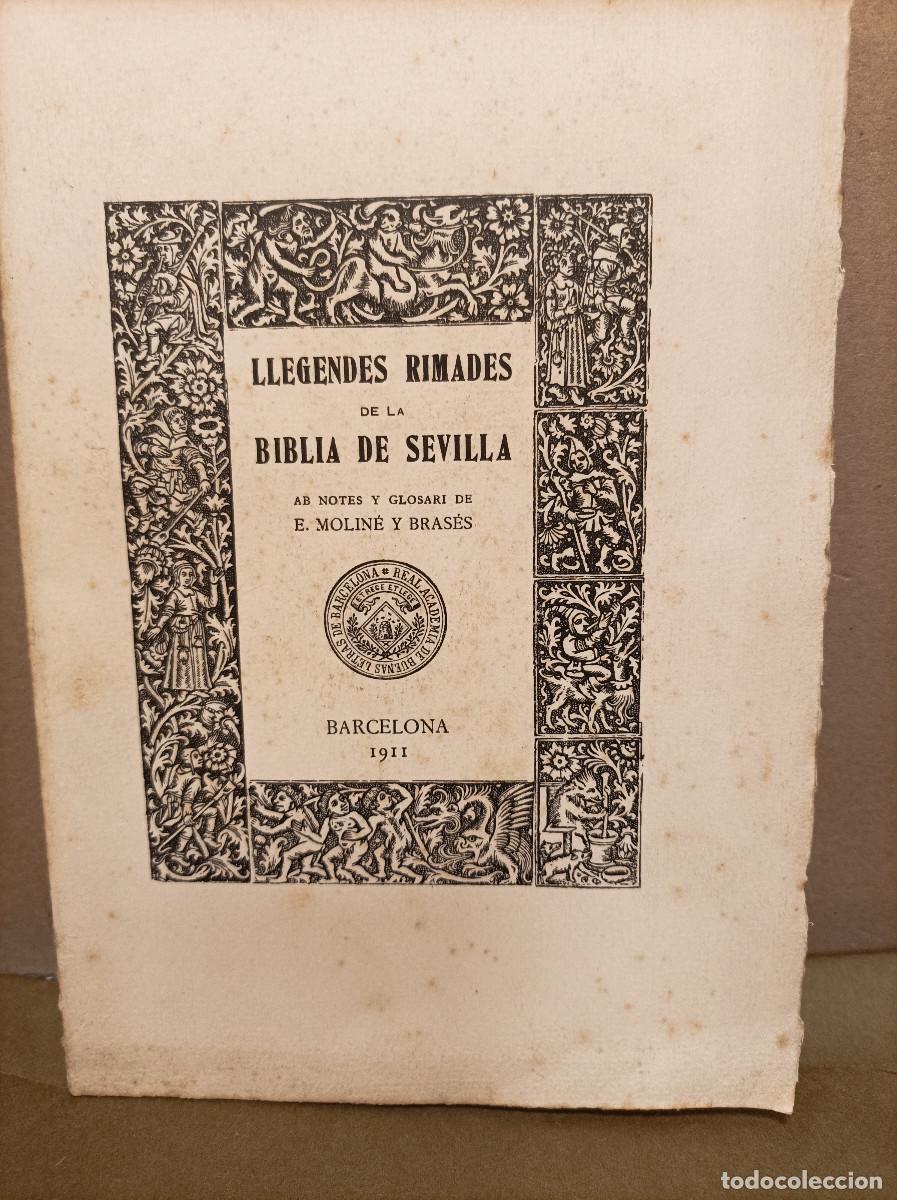 Libros: MOLIN&Eacute; Y BRAS&Eacute;S, E.- - Llegendes rimades de la Biblia de Sevilla.
