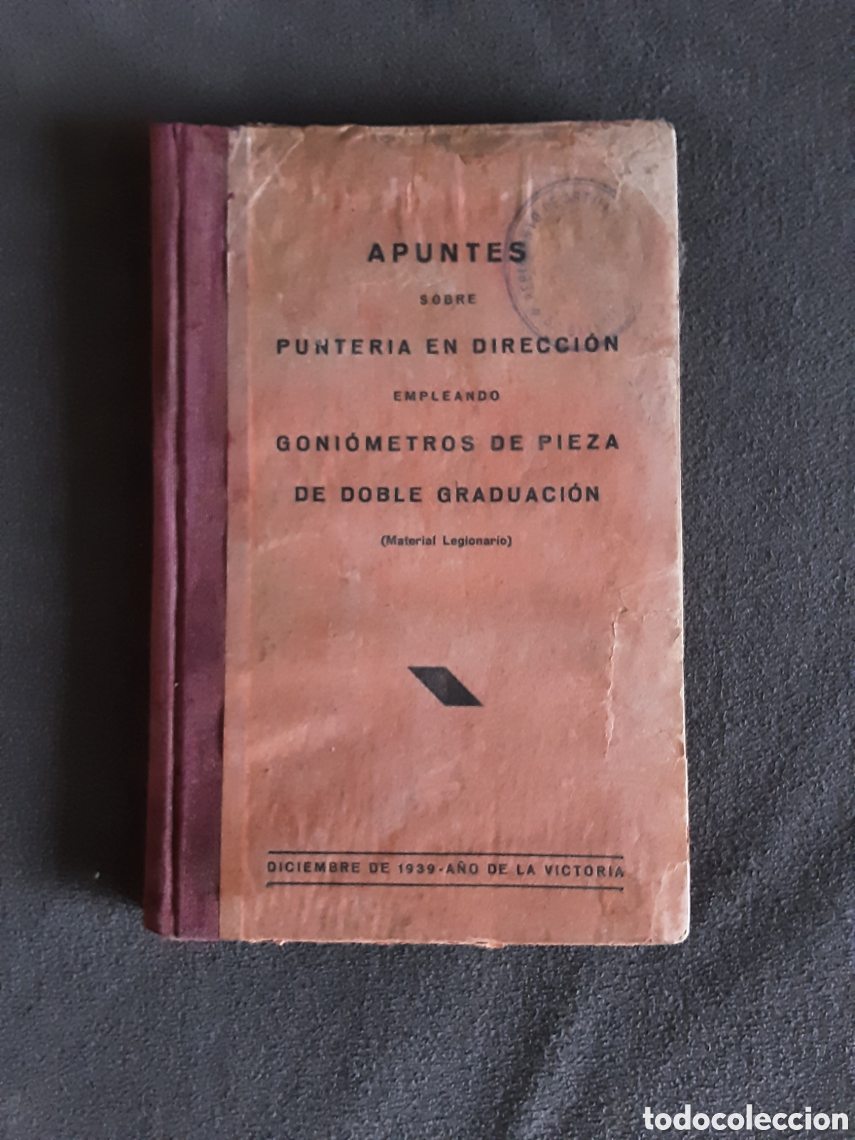 Libros: LIBRO ANTIGUO 1939 APUNTES SOBRE PUNTERIA EN DIRECCI&Oacute;N MATERIAL LEGIONARIO