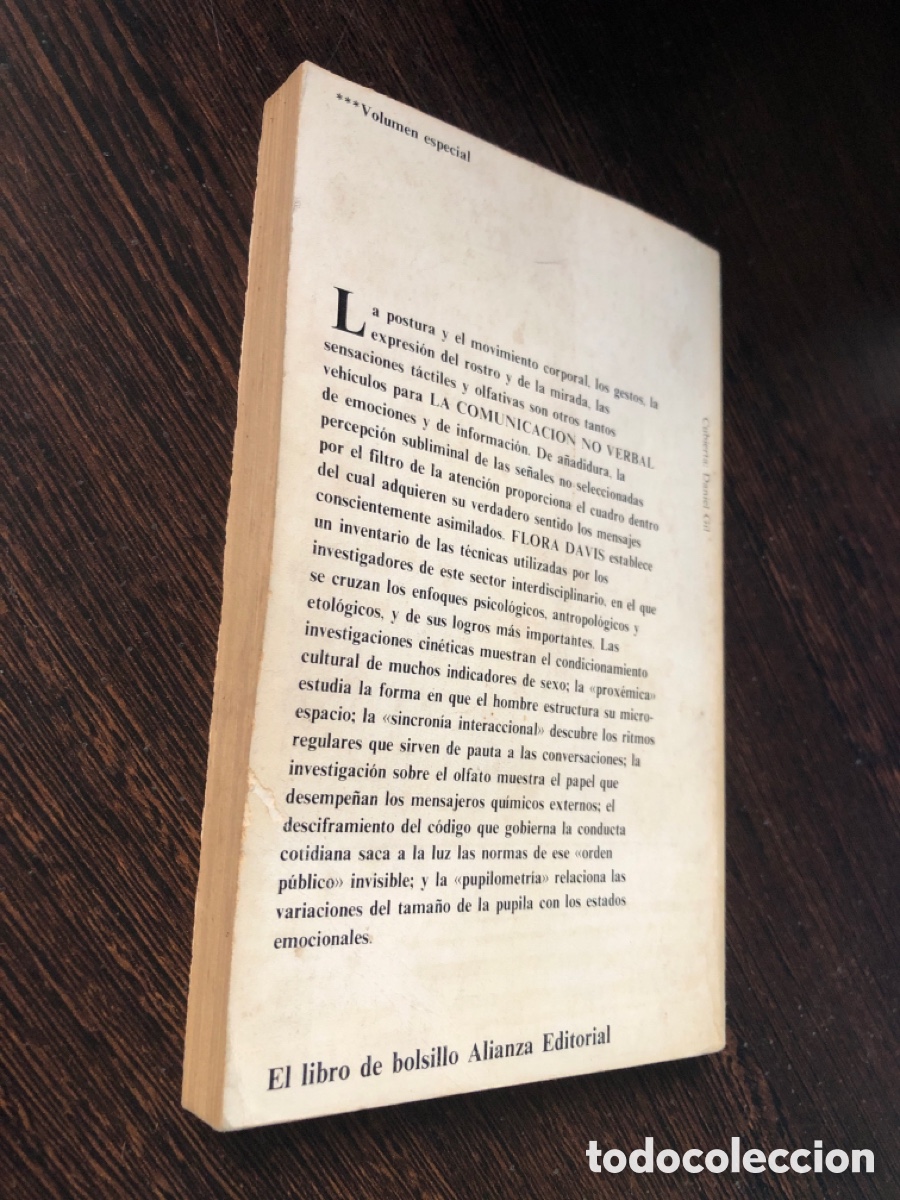 Libros: LA COMUNICACION NO VERBAL FLORA DAVIS ALIANZA EDITORIAL - Foto 3