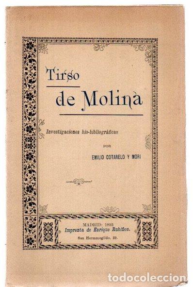 Libros: Tirso de Molina - Cotarelo y Mori, Emilio